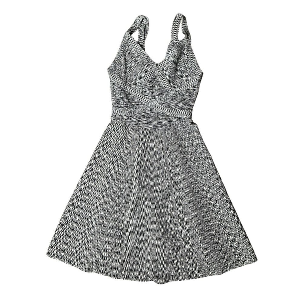 Guess Black White Textured Fit & Flare Dress XS